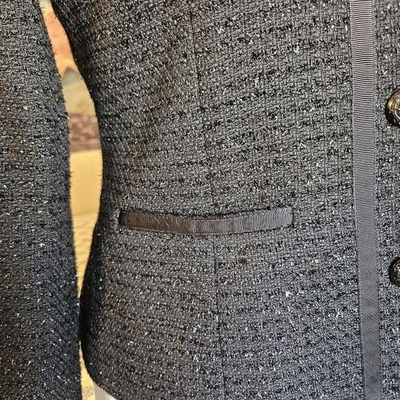 Covington Tweed Blazer Black Metallic Career Jacket Size S Workwear Lined Chic - Picture 10 of 12